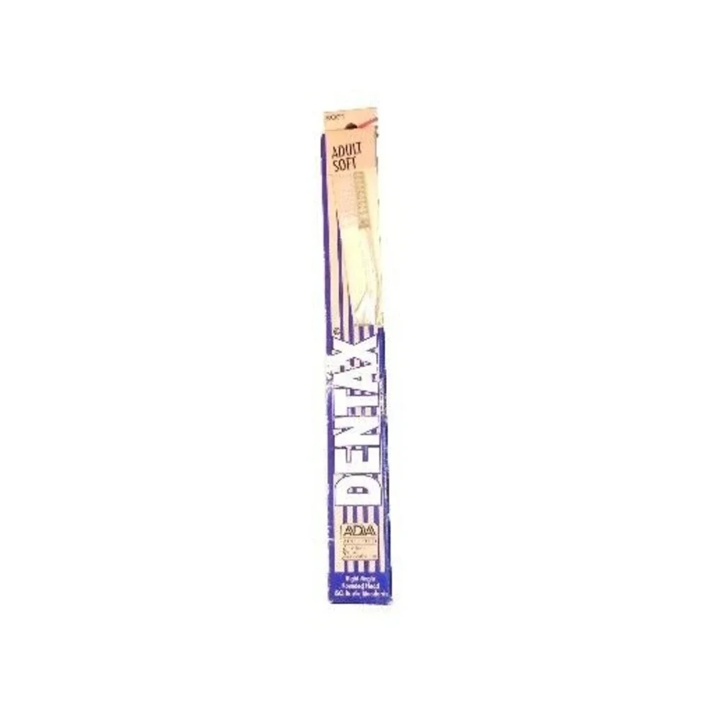 Vintage Dentax‎ Toothbrush Adult Soft Right Angle Rounded Head Light clear blue